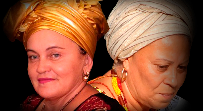 Ex-secretária da Cultura Maria das Dores Cavalcante e Mãe Neide (dir)