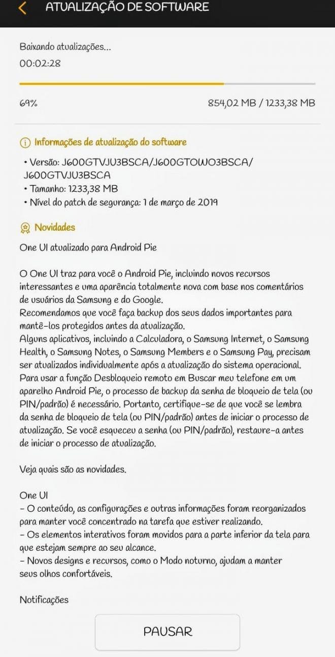Samsung disponibiliza atualização do Android 9 Pie para¨o J6 (Créditos: Imagem - Tizen Help)