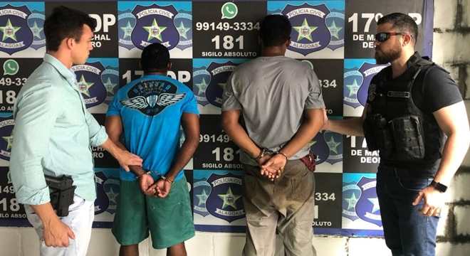 Suspeitos de matar mulher em Marechal Deodoro (Crédito: Polícia Civil/Divulgação)