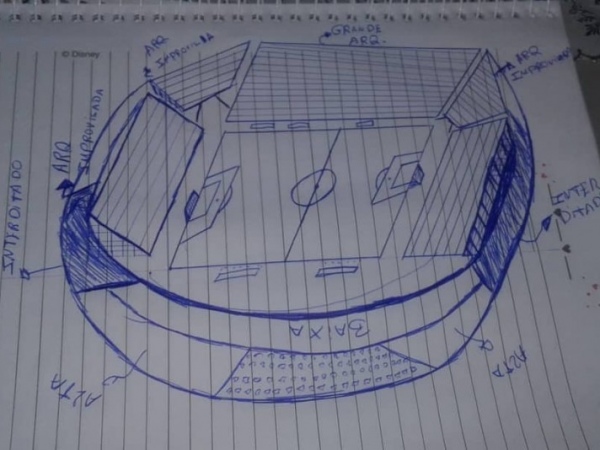 Desenho das arquibancadas no estádio Rei Pelé - © Reprodução/Instagram
