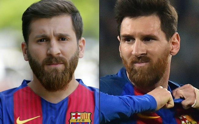 Reza Parastesh e o verdadeiro Messi: semelhança impressionante — © Reprodução/Internet