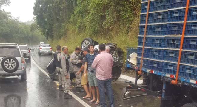 O acidente ocorreu próximo ao perímetro urbano do município de Branquinha, por volta das 11h; não houve feridos — © Cortesia
