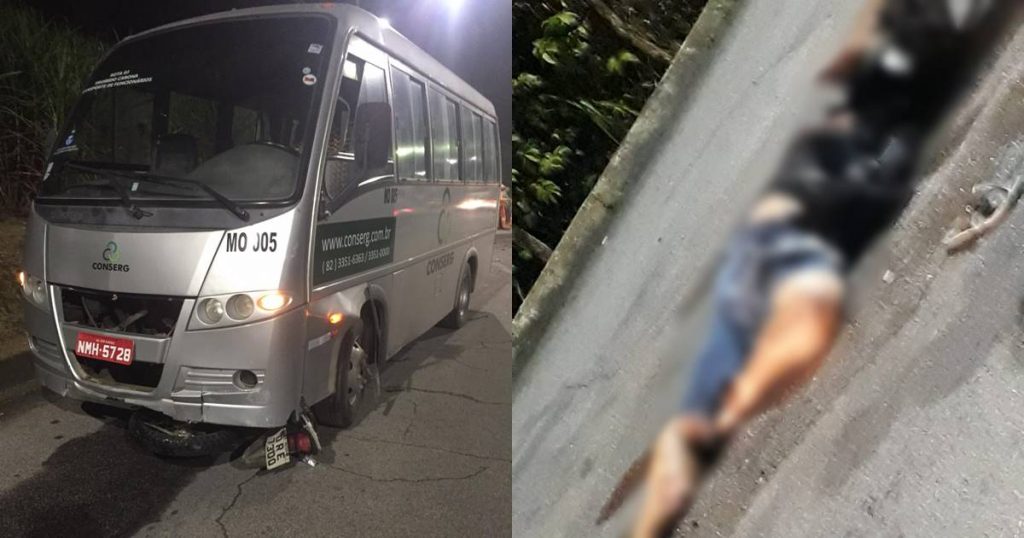 Suspeita-se de que Carlos Freire estava em alta velocidade, quando teria perdido o controle da direção e colidido com o micro-ônibus — © Cortesia