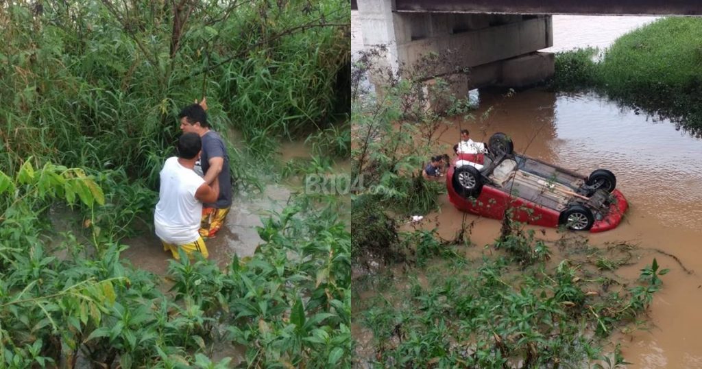 Motorista bêbado cai com carro da ponte do rio Mundaú em Branquinha