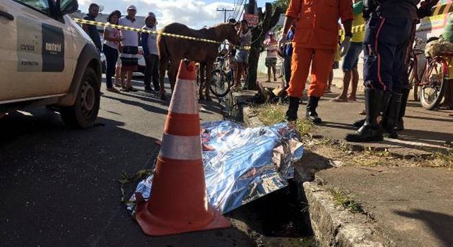 A vítima foi esmagada pelo animal após a colisão — © Júnior da Silva/Já é Notícia