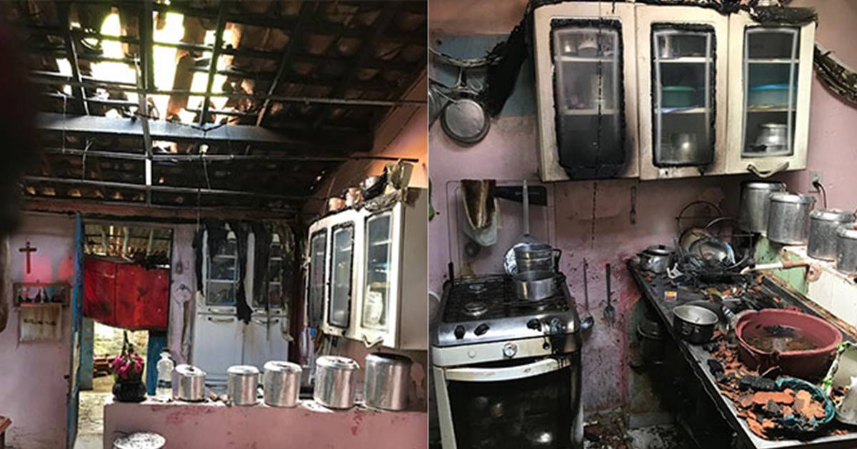 Residência pega fogo após vazamento de gás de cozinha em Maceió — © Ascom/CBM