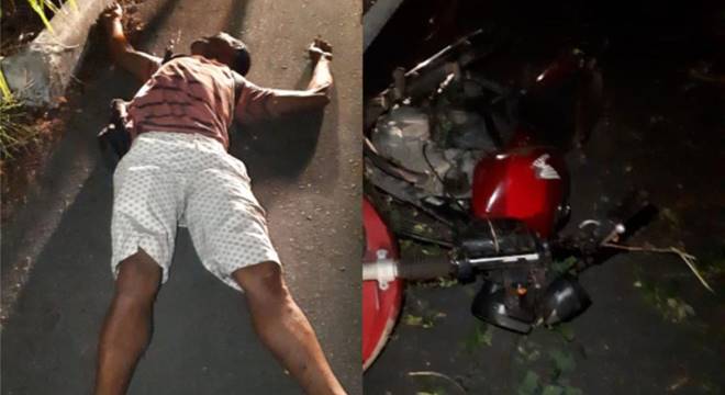 Motociclista fica gravemente ferido após acidente com caminhão em Branquinha — © Reprodução/WhatsApp