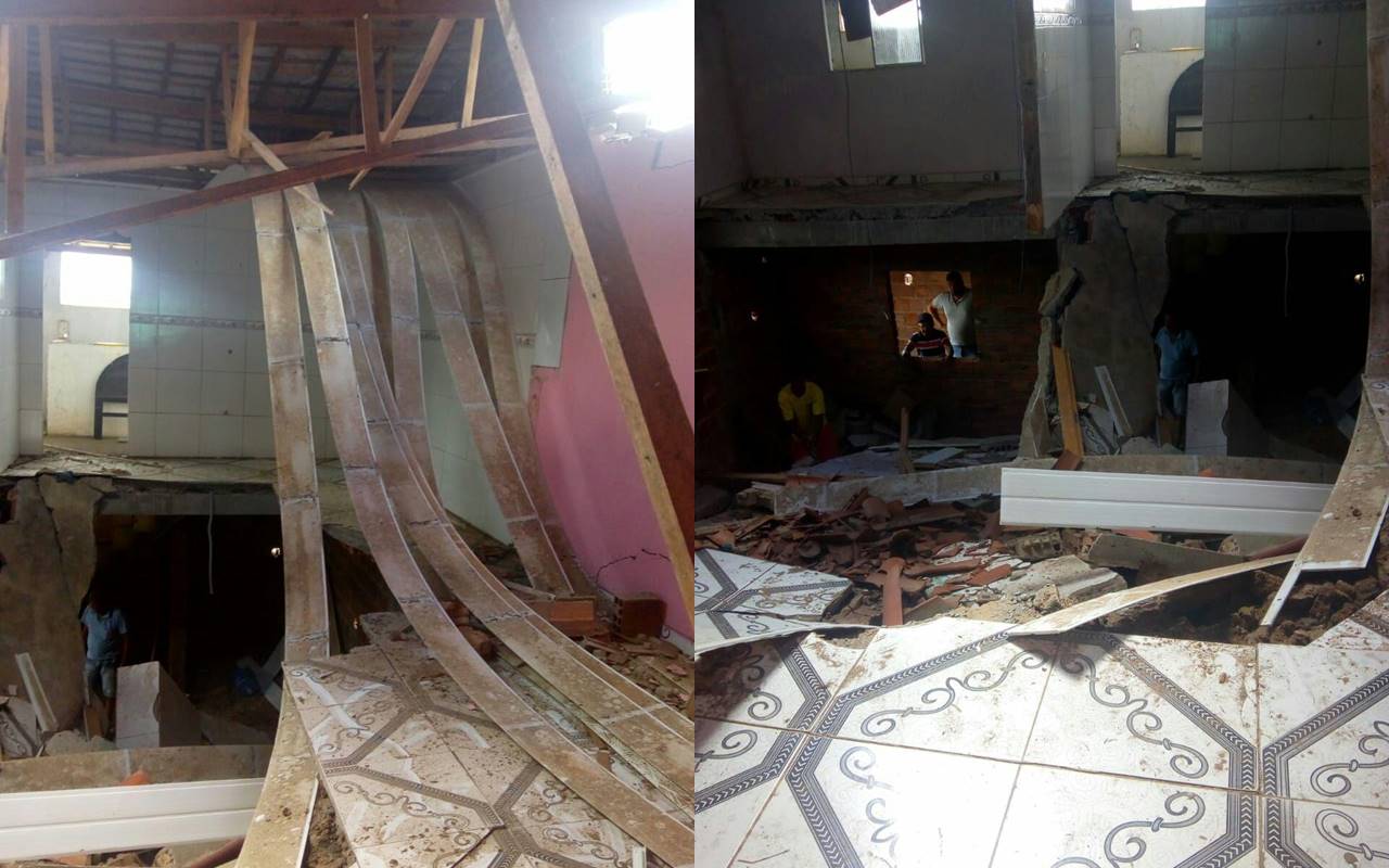 Parte da laje de uma casa desaba em Ibateguara