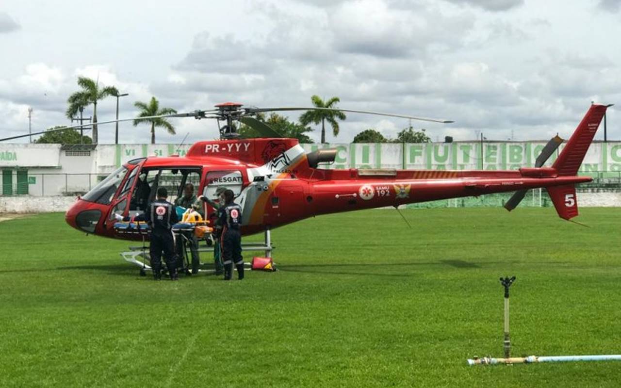 Helicóptero do Samu foi acionado para o resgate — © Cortesia/Jailson Colacio