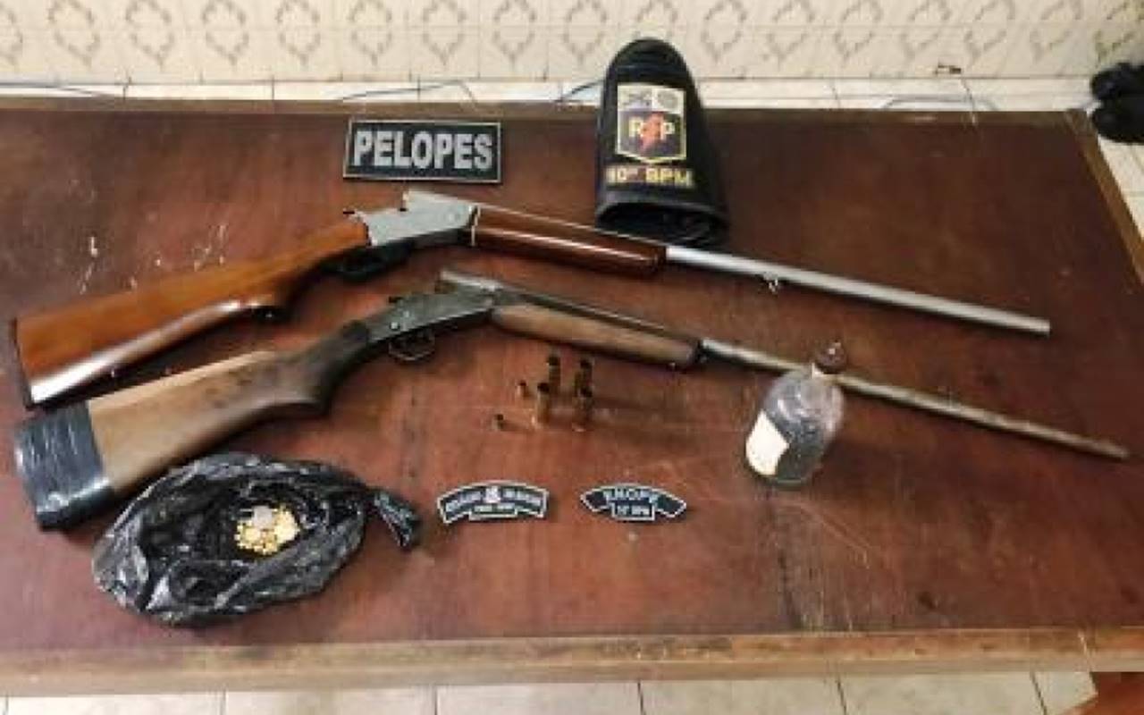 Espingardas calibre 28 estavam na residência do autor — © PM/AL