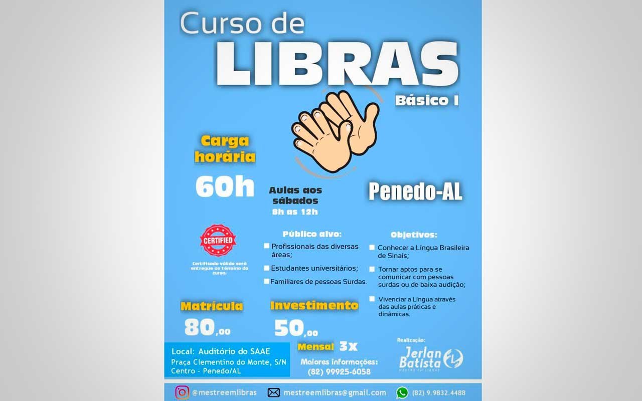 Aberta as inscrições para curso de libras em Penedo
