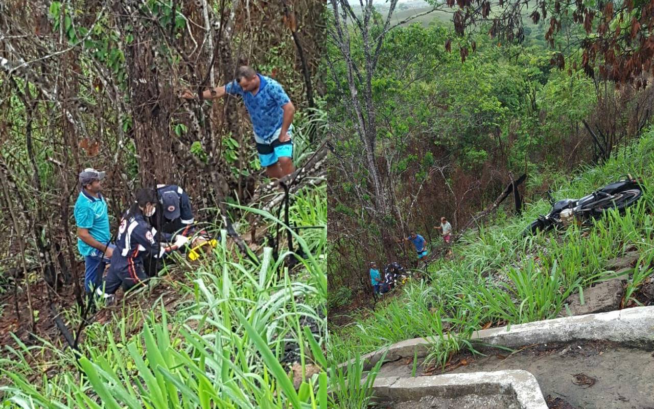 Motociclista foi resgatado por socorristas do Samu — © Cortesia ao BR104