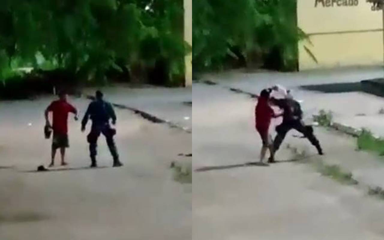 Vigilante é flagrado bêbado e agredindo morador de rua em União dos Palmares — © Reprodução/Vídeo