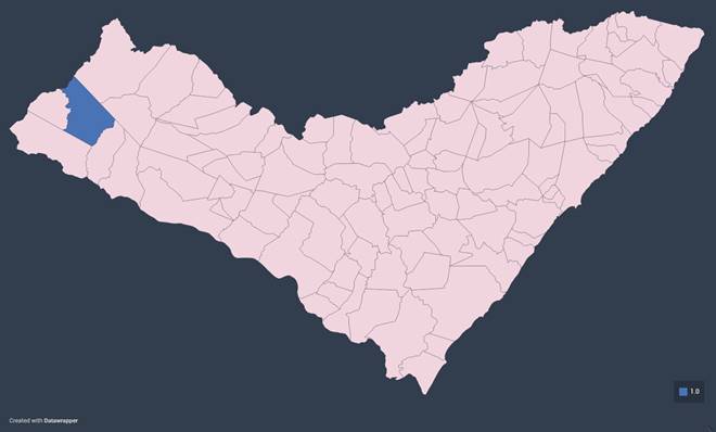 Mapa de Alagoas com desta na cidade de Água Branca