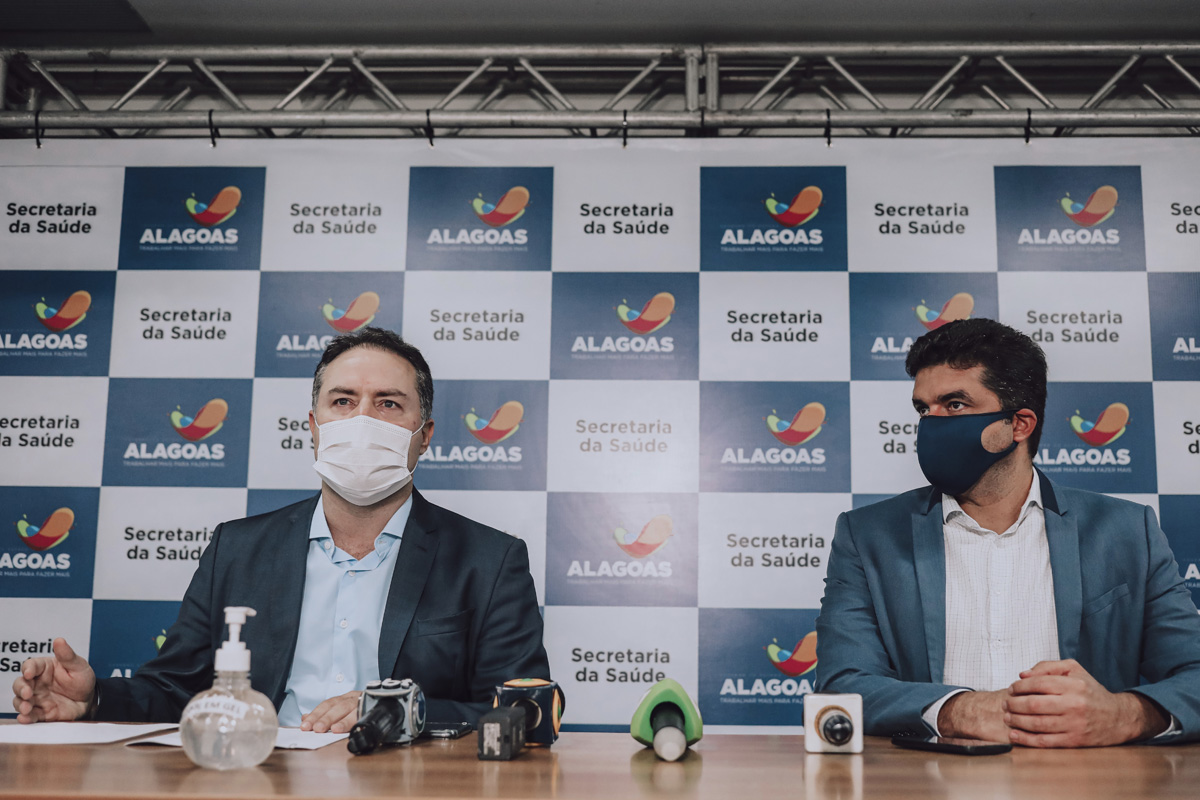 Governador Renan Filho e prefeito de Maceió, durante coletiva - Divulgação