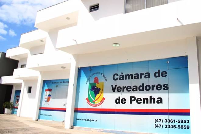 Fachada da Câmara de Vereadores de Penha — — © Câmara de Vereadores de Penha/Divulgação 