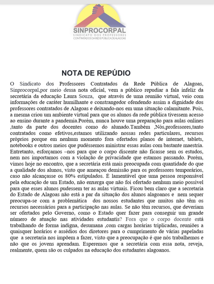 Nota de repúdio — © Reprodução