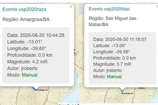 Terremotos na Bahia — © Reprodução