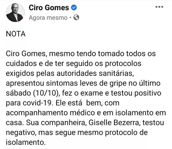 Nota de Ciro Gomes