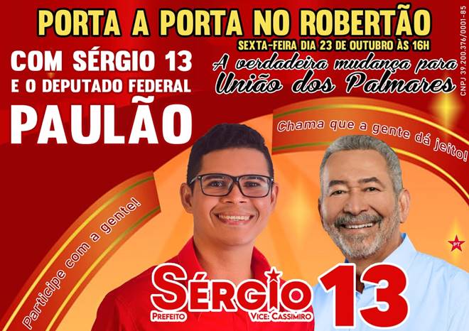 Sérgio Rogério e Paulão farão porta a porta em União nesta sexta (23)