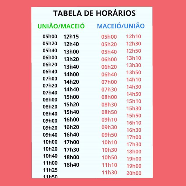 Tabela com os novos horários — © Divulgação