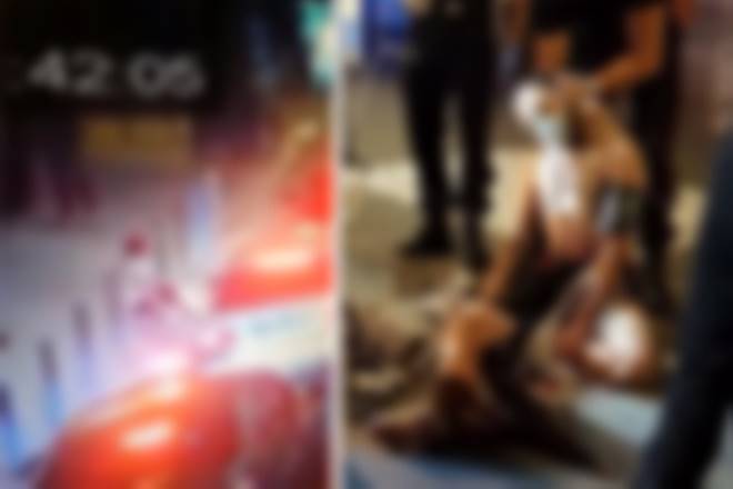 Ladrão pula de prédio e cai sentado em tubo de aço; imagens fortes