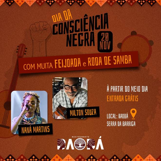 Programação do Restaurante Baobá — © Divulgação