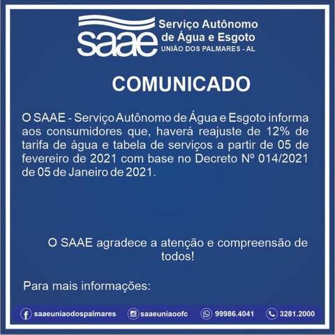 Comunicado do SAAE — © Reprodução 