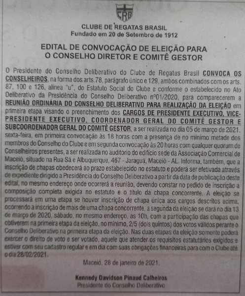 Edital lançado neste domingo (31/01) – © Reprodução