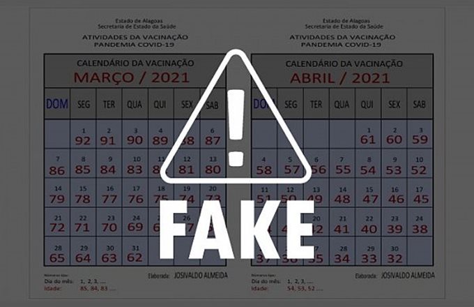 É #FAKE calendário de vacinação contra Covid-19 para pessoas com 32 anos