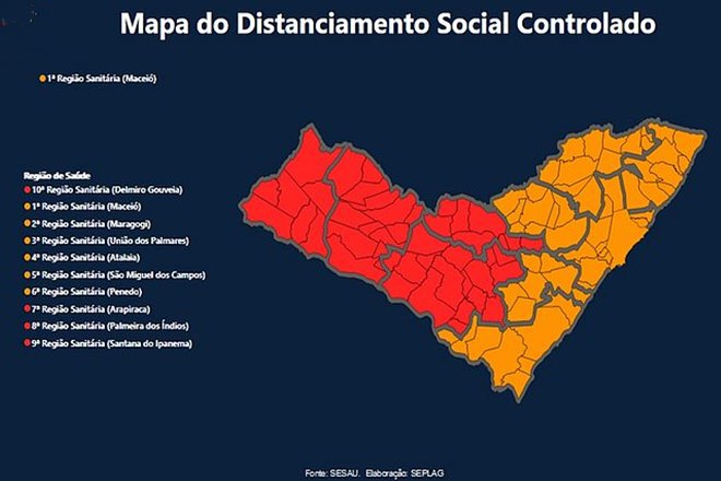 Mapa do Distanciamento Social Controlado — © Reprodução