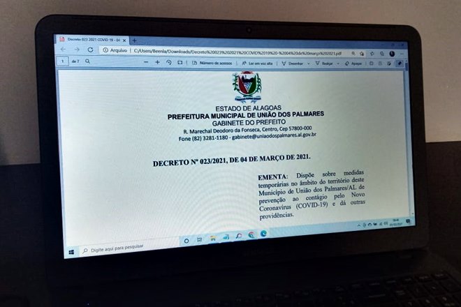 Prefeitura de União dos Palmares publica decreto com novas medidas restritivas — © Gustavo Lopes/BR104