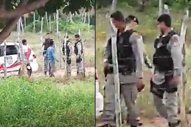 Vídeo flagra policiais agredindo homens em Piaçabuçu — © Reprodução