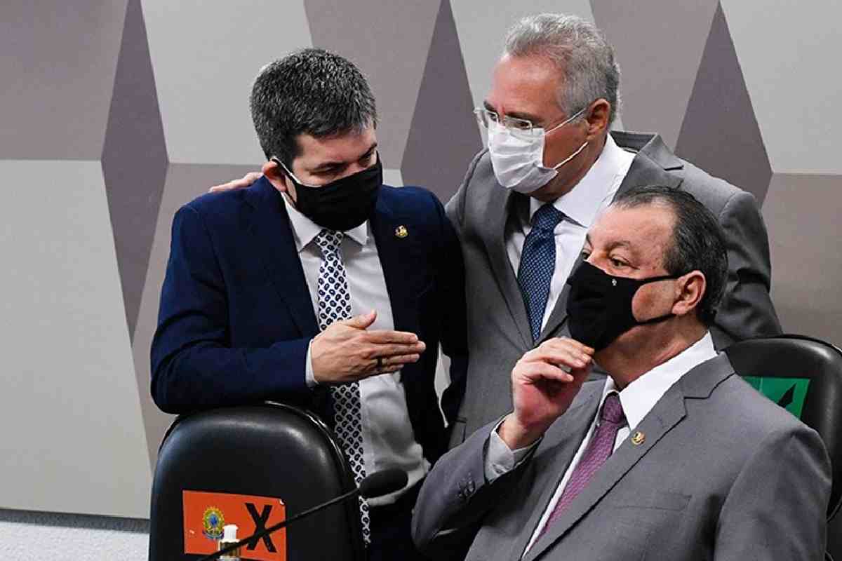 Randolfe Rodrigues, Omar Aziz e Renan Calheiros conduzem CPI da pandemia — © Agência Senado