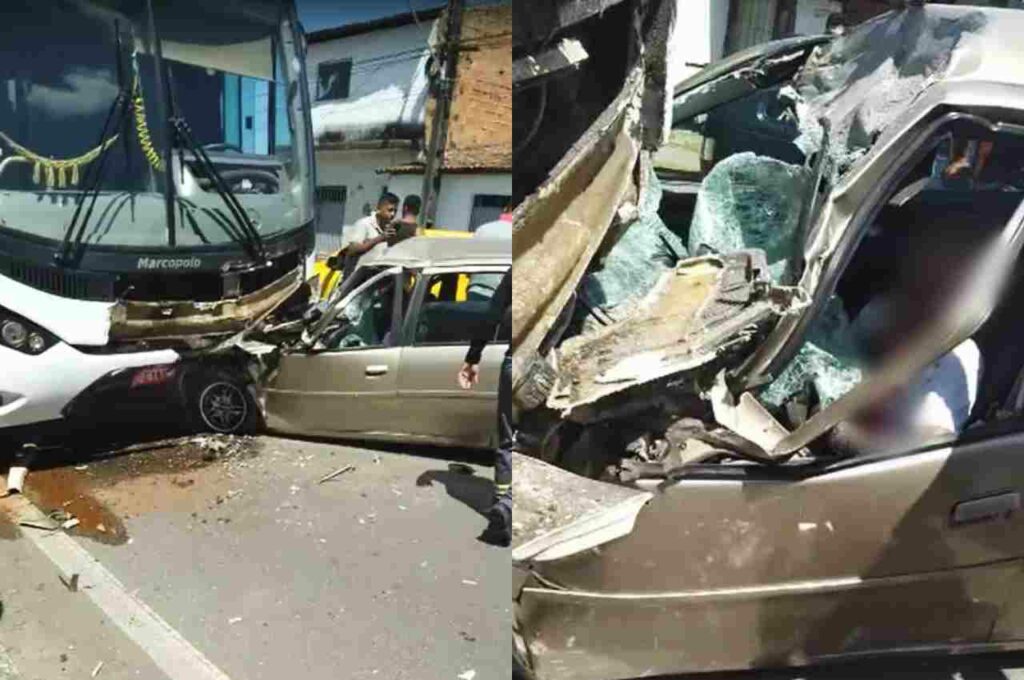Duas pessoas morrem em colisão entre carro e ônibus em Maceió