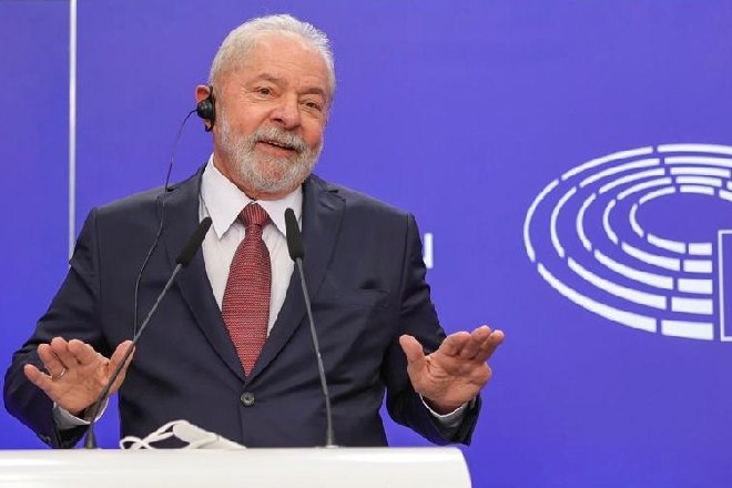 Lula durante pronunciamento no parlamento europeu – © Reprodução 
