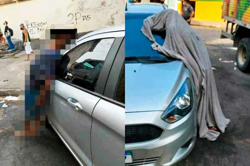Moradores chamam a PM após se depararem com homem morto “em pé” e encostado em carro