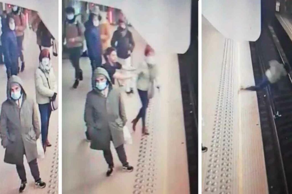 Vídeo: Mulher é empurrada nos trilhos de metrô por homem misterioso