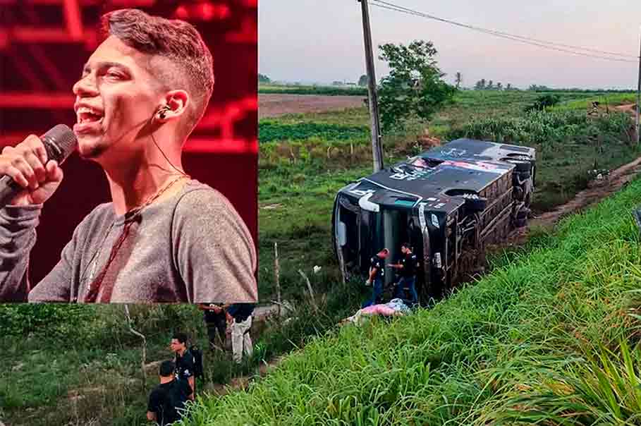 O acidente com o ônibus do cantor Devinho Novaes ocorreu na manhã do dia 31 de janeiro de 2022 | © Divulgação