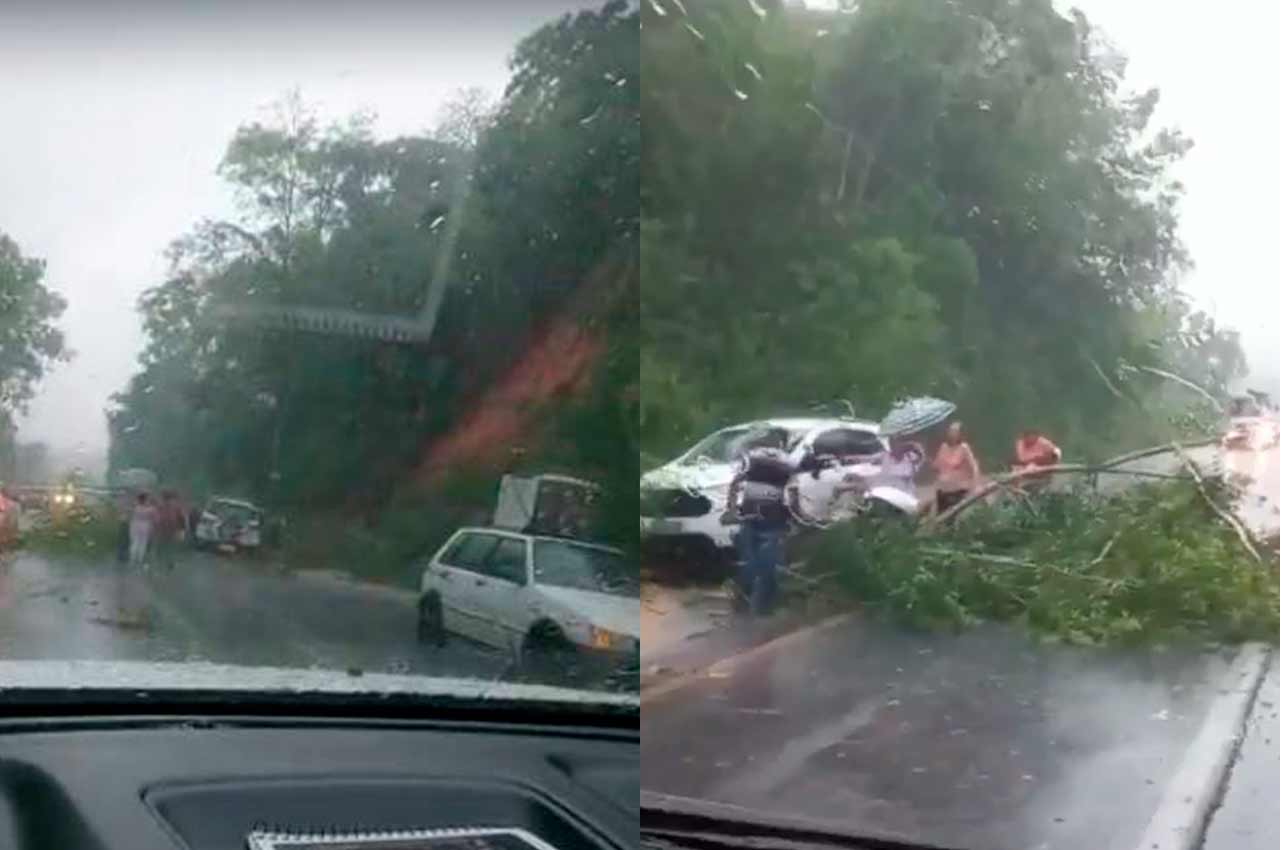 Trecho da pista ficou bloqueado, mas já foi liberado, segundo a Polícia Rodoviária Federal | © Reprodução