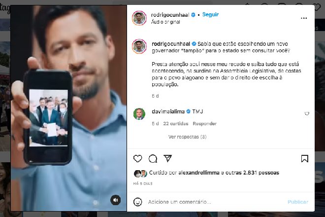 Rodrigo Cunha | @ Reprodução 