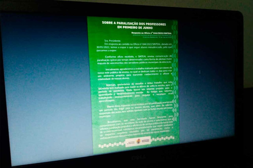 Secretária emite nota sobre paralisação da Educação em União dos Palmares