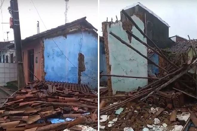 Casas que desabaram nesta quarta-feira em Maceió | © Reprodução 