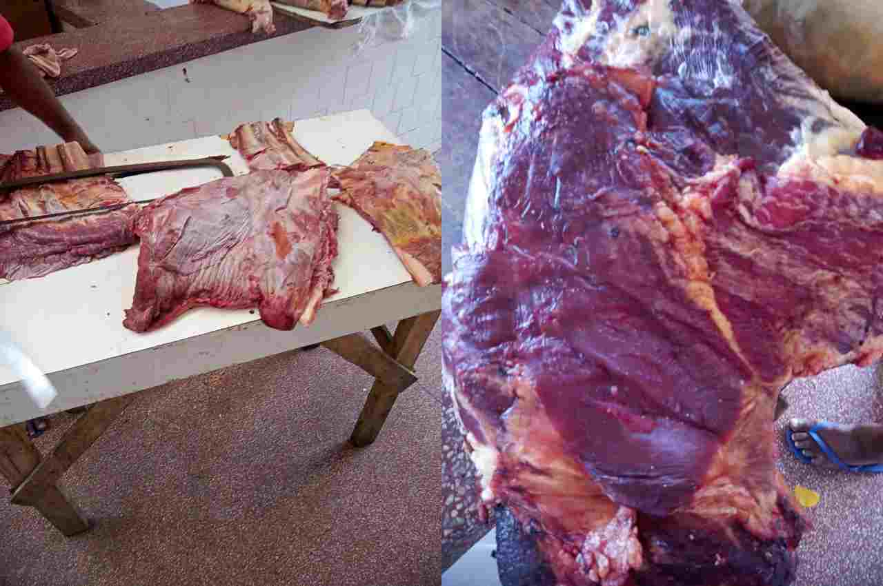 Carne estragada no mercado público de União dos Palmares | © Reprodução 