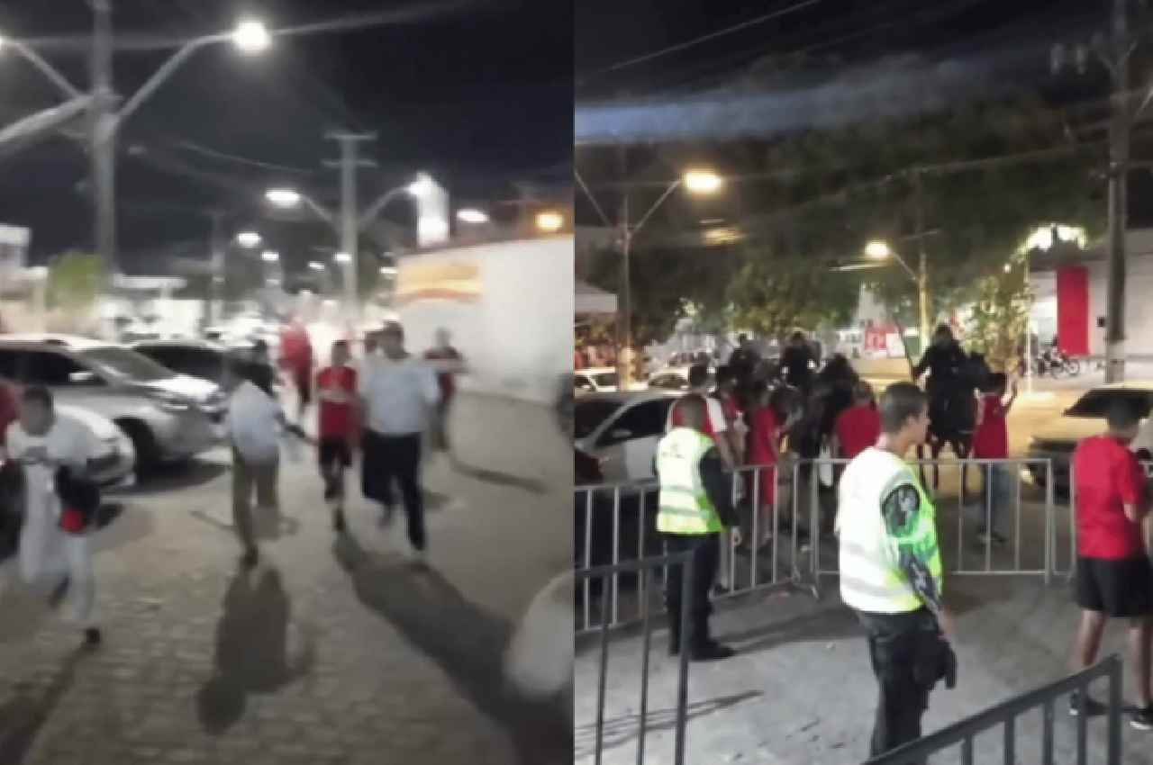 Torcedores do CRB confrontam policiais após partida contra o ABC pela Copa do Nordeste | © Reprodução  