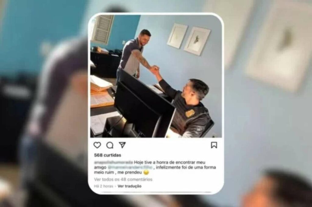 Após ser preso por dirigir bêbado, humorista paga fiança e posta foto ao lado de delegado em Goiânia