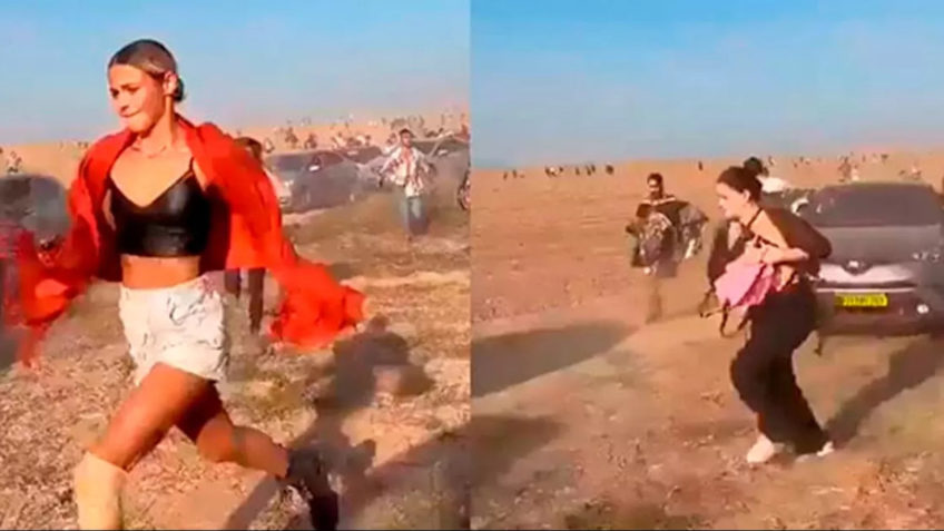 Vídeos nas redes sociais mostram pessoas que estavam em festival de música eletrônica fugindo de ataque do Hamas pelo deserto de Israel 