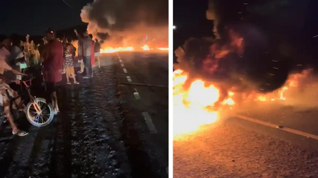 Moradores interditam BR-416 em protesto contra falta de água em Colônia Leopoldina