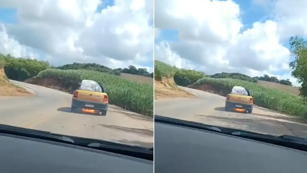 Carro da Prefeitura de Matriz de Camaragibe pega fogo na rodovia AL-105 e mobiliza Bombeiros