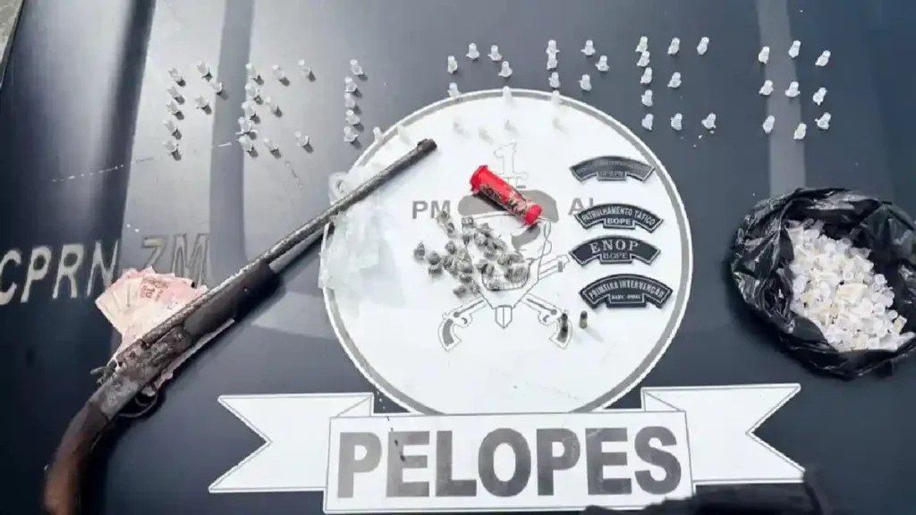 Suspeito é preso com 182 pinos de crack e arma calibre .38 em União dos Palmares
